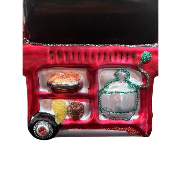 Glass BBQ Grill Ornament Christmas Barbecue Cookout Food Theme Hand Painted EUC - Picture 8 of 8